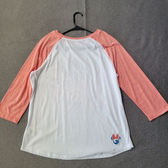 Disney Parks XL White Raglan Minnie Surfing Its A Shore Thing Jersey T-Shirt 676 - Picture 2 of 8